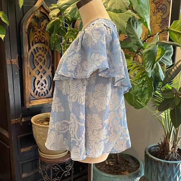 Anthropologie Serenity crochet ruffle damask top - Picture 7 of 14